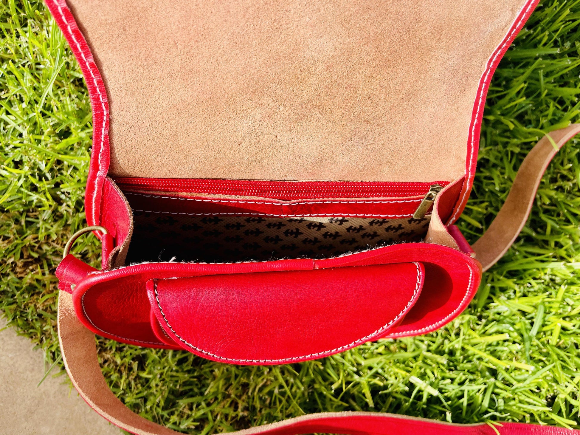 Moroccan Leather Bag, Genuine Leather Crossbody Bag, Moroccan Shoulder Bag, Women'S Leather Bag, Handmade Carved Leather Bag, Red Boho Bag