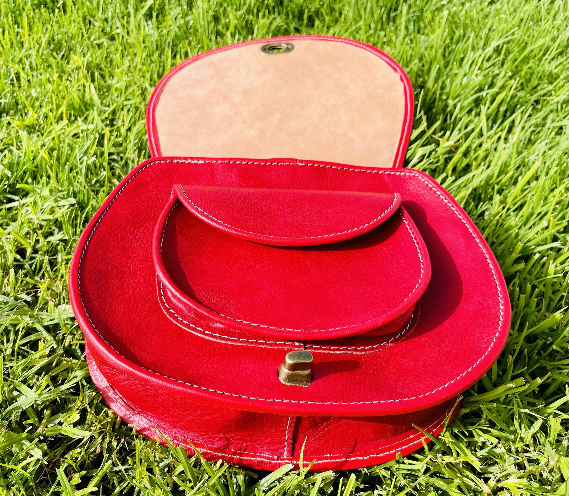Moroccan Leather Bag, Genuine Leather Crossbody Bag, Moroccan Shoulder Bag, Women'S Leather Bag, Handmade Carved Leather Bag, Red Boho Bag