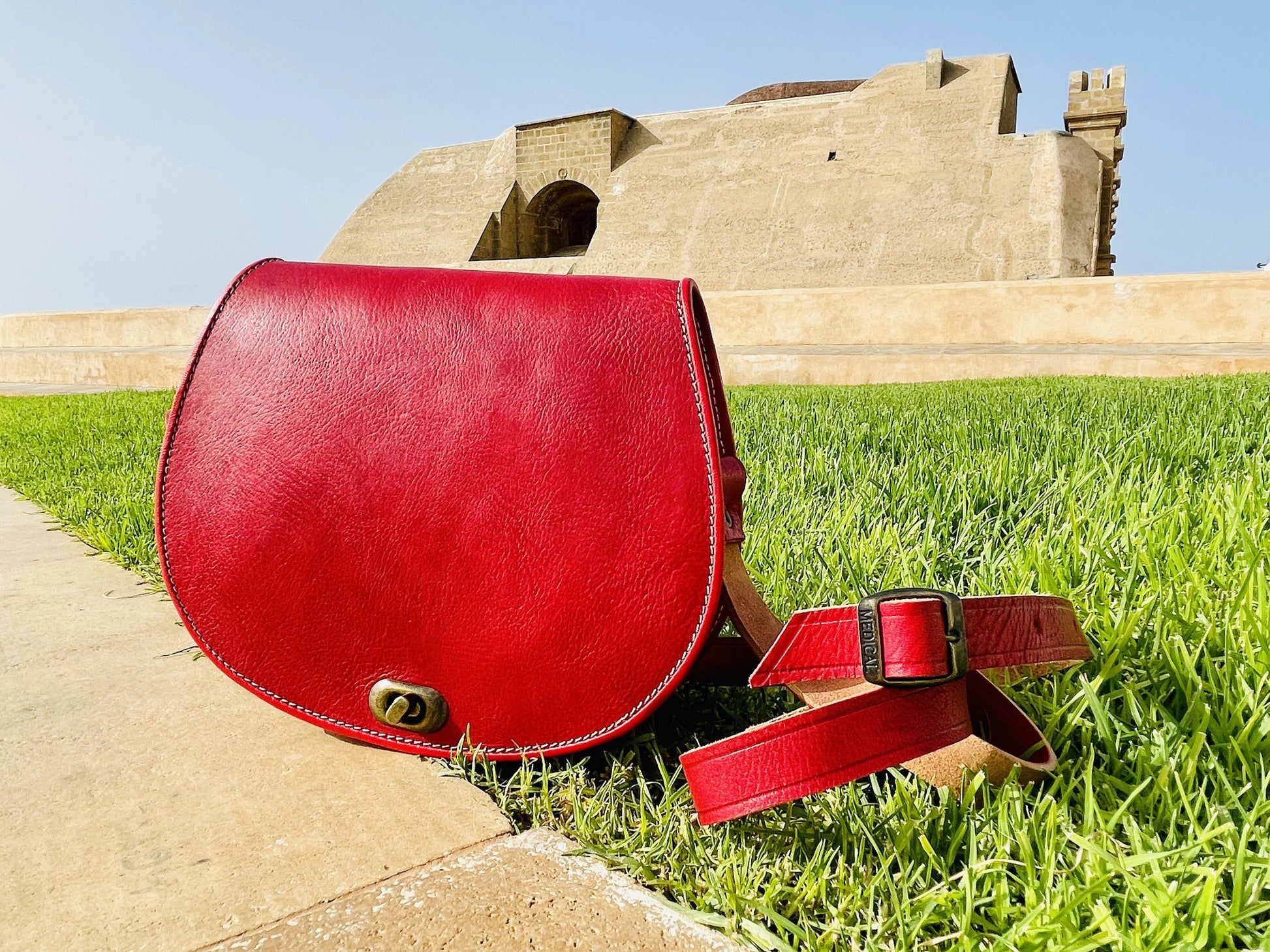 Moroccan Leather Bag, Genuine Leather Crossbody Bag, Moroccan Shoulder Bag, Women'S Leather Bag, Handmade Carved Leather Bag, Red Boho Bag
