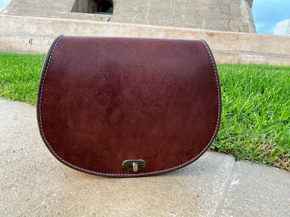 Moroccan Leather Bag, Genuine Leather Crossbody Bag, Moroccan Shoulder Bag, Women'S Leather Bag, Handmade Carved Leather Bag, Brown Boho Bag