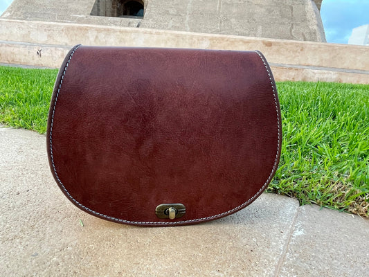 Moroccan Leather Bag, Genuine Leather Crossbody Bag, Moroccan Shoulder Bag, Women'S Leather Bag, Handmade Carved Leather Bag, Brown Boho Bag