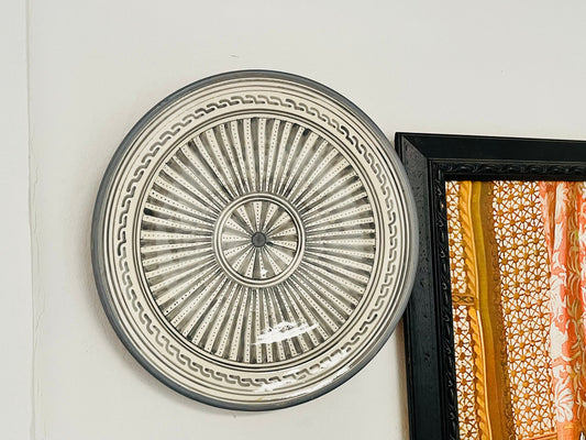 14"Ceramic Plate, Handmade and Hand-Painted Plate, Pottery Plate, Home and Deco, Moroccan Wall Art, Moroccan Antique Decor, Large Plate