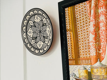 14"Hand-Painted Original Ceramic Plate, Pottery Plate, Home and Deco, Moroccan Wall Art, Moroccan Antique Decor, Large Plate