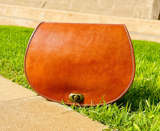 Moroccan Leather Bag, Genuine Leather Crossbody Bag, Moroccan Shoulder Bag, Women'S Leather Bag, Handmade Carved Leather Bag, Brown Boho Bag