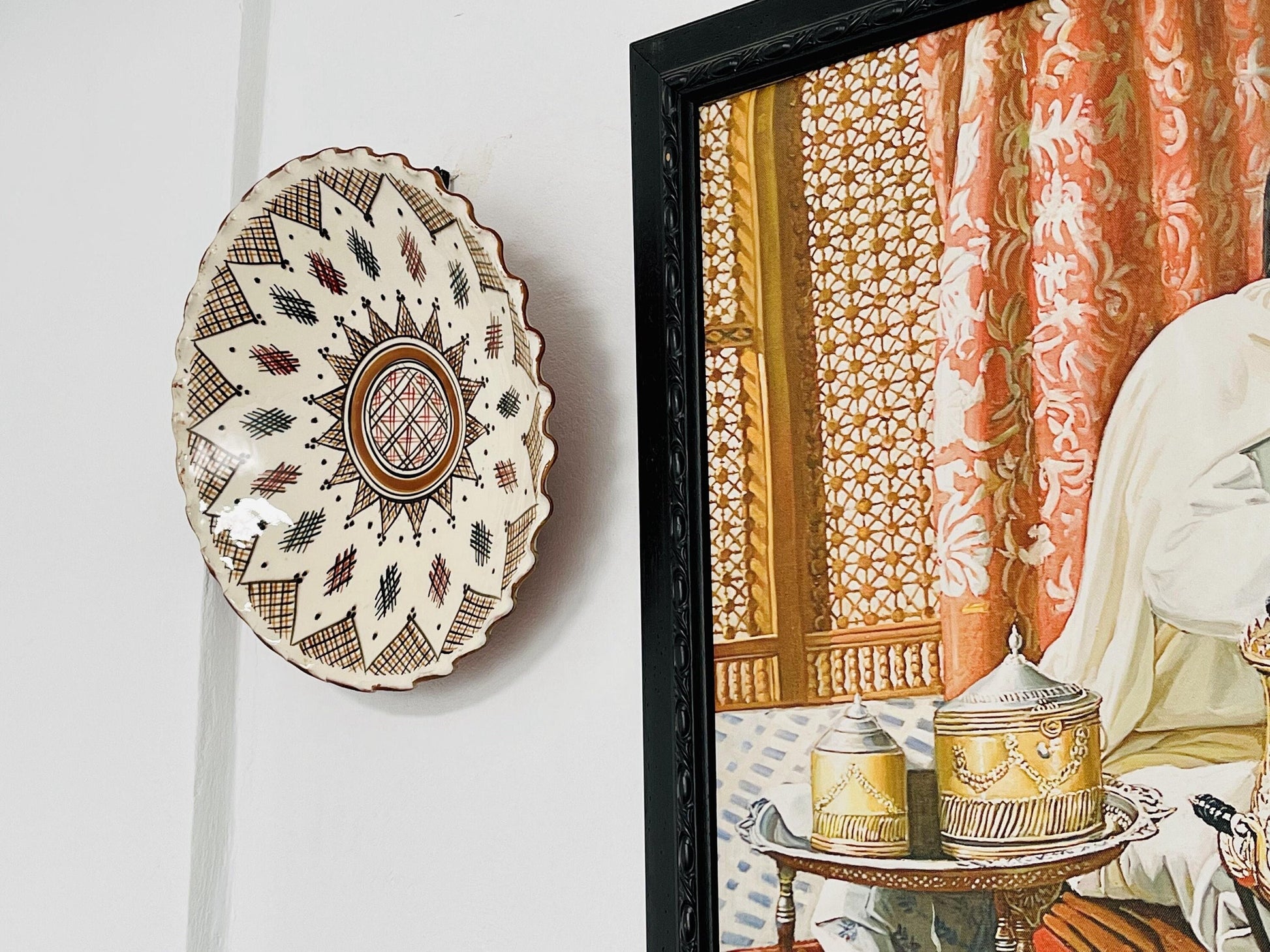15 " Hand-Painted Original Ceramic Plate, Pottery Plate, Home and Deco, Moroccan Wall Art, Moroccan Antique Decor, Large Plate