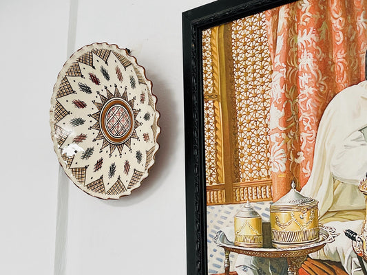 15 " Hand-Painted Original Ceramic Plate, Pottery Plate, Home and Deco, Moroccan Wall Art, Moroccan Antique Decor, Large Plate