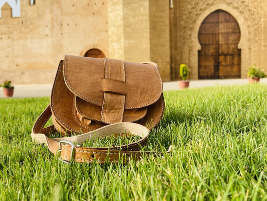 Moroccan Leather Bag, Genuine Leather Crossbody Bag, Moroccan Shoulder Bag, Women'S Leather Bag, Handmade Carved Leather Bag, Boho Bag