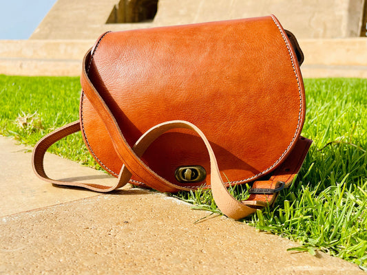 Moroccan Leather Bag, Genuine Leather Crossbody Bag, Moroccan Shoulder Bag, Women'S Leather Bag, Handmade Carved Leather Bag, Brown Boho Bag