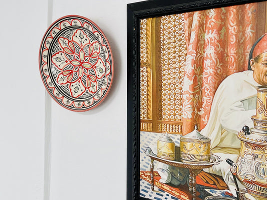 15 " Handmade Moroccan Hand-Painted Ceramic Plate , Home and Deco, Pottery Plate, Moroccan Wall Art, Very Beautiful Moroccan Antique Decor