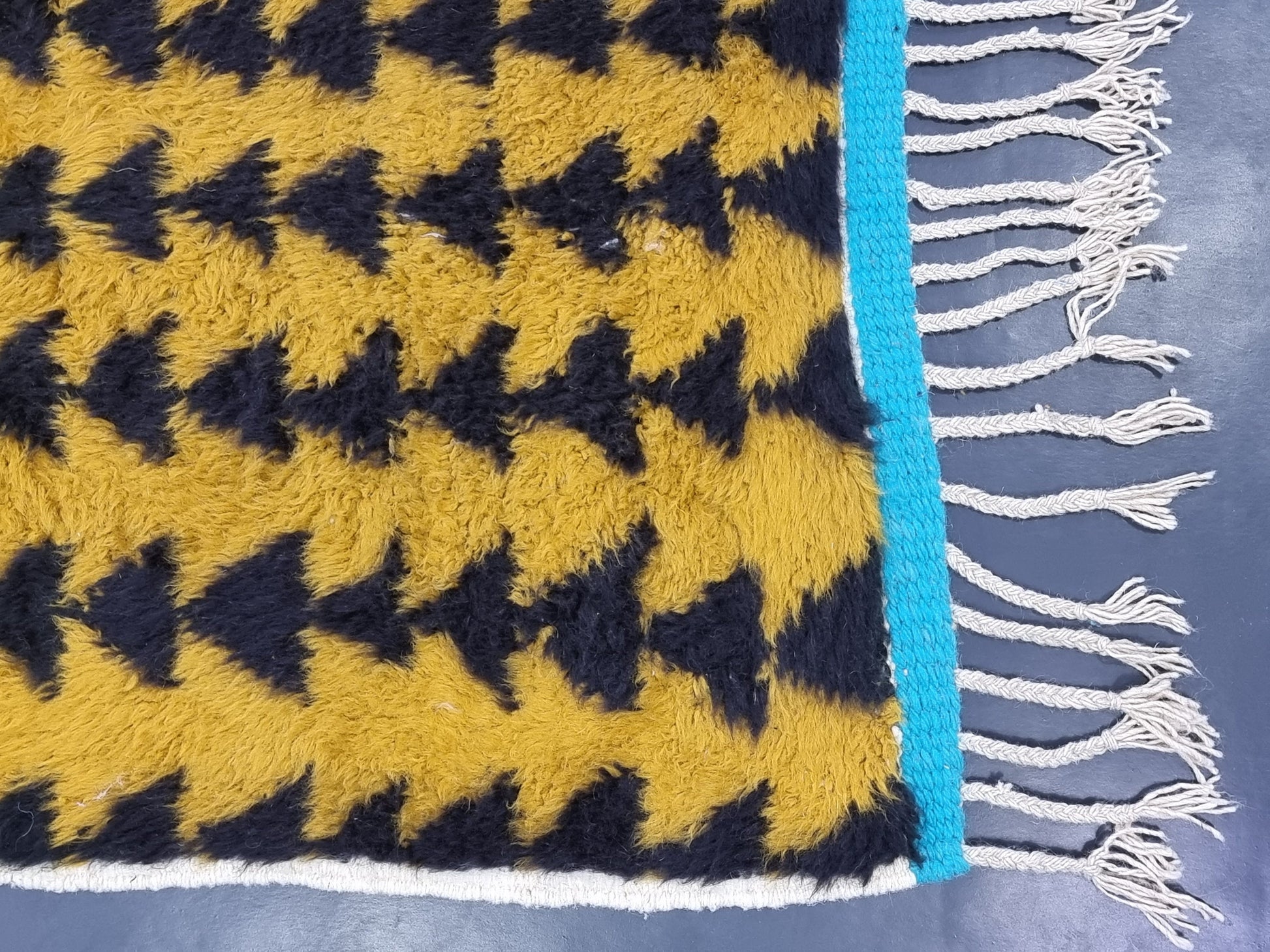ABSTRACT UNIQUE RUG, Moroccan Handmade Rug, Mustard Black & White Rug, Sheep Wool Rug, Geometric Funky Berber Rug, Custom Made Colorful Rug