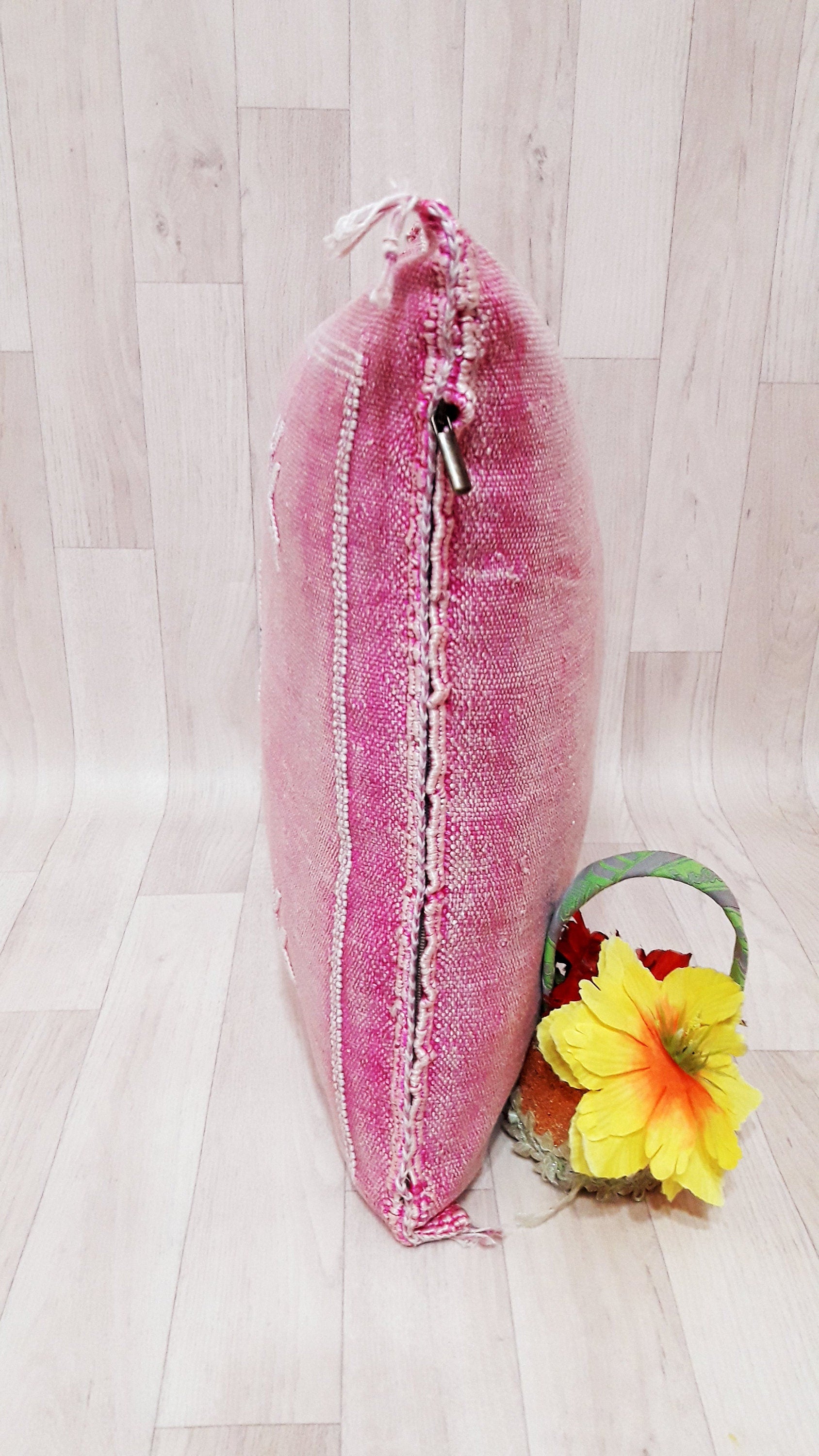 Cactus Silk Pillow Cover, Moroccan Boho Throw Pillow ,Hand Woven Berber Pillow, Sabra Cactus Silk Cushion Cover,Pillow,Cushion.Home Decor