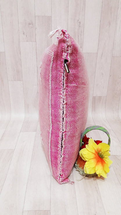 Cactus Silk Pillow Cover, Moroccan Boho Throw Pillow ,Hand Woven Berber Pillow, Sabra Cactus Silk Cushion Cover,Pillow,Cushion.Home Decor