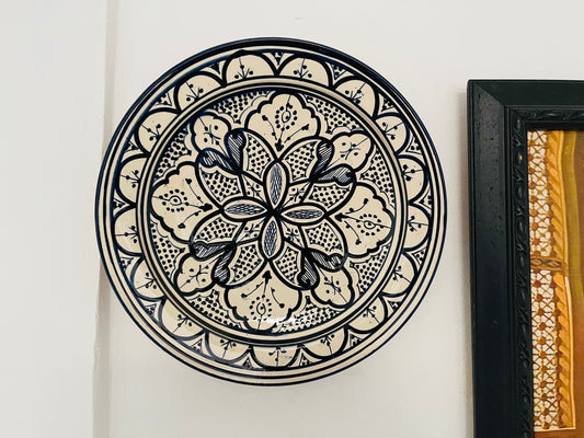 14"Handmade Moroccan Plate, Hand-Painted Pottery Plate, Home and Deco, Moroccan Wall Art, Very Beautiful Moroccan Antique Decor