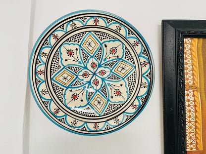 14"Handmade Moroccan Plate, Hand-Painted Pottery Plate, Home and Deco, Moroccan Wall Art, Very Beautiful Moroccan Antique Decor