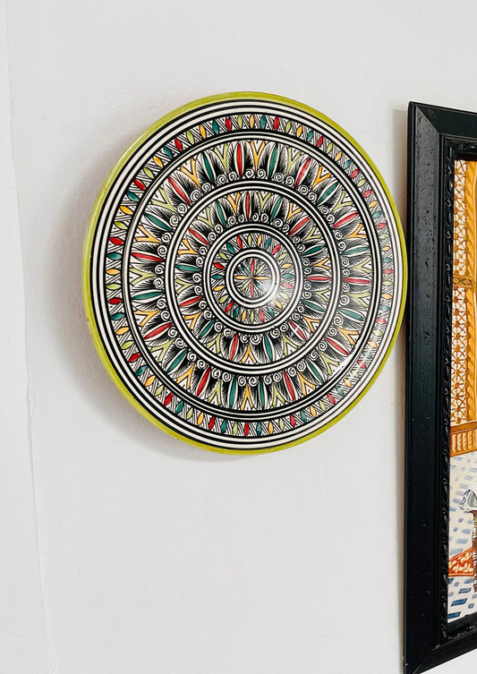 14"Ceramic Plate, Handmade and Hand-Painted Plate, Pottery Plate, Home and Deco, Moroccan Wall Art, Moroccan Antique Decor, Large Plate