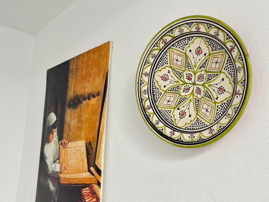 14"Large Ceramic Plate, Handmade and Hand-Painted Plate, Pottery Plate, Home and Deco, Moroccan Wall Art, Moroccan Antique Decor,Large Plate