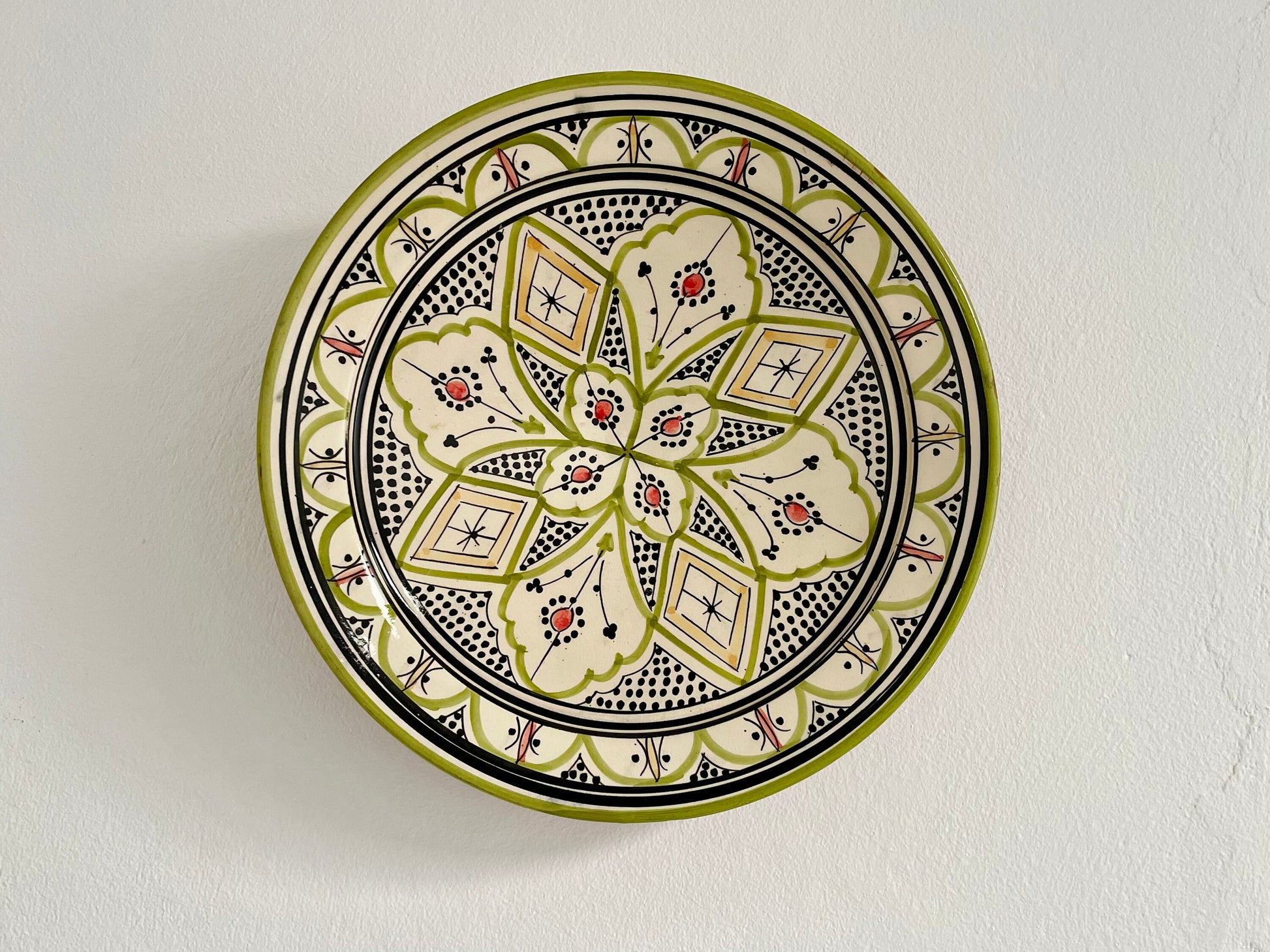 14"Large Ceramic Plate, Handmade and Hand-Painted Plate, Pottery Plate, Home and Deco, Moroccan Wall Art, Moroccan Antique Decor,Large Plate