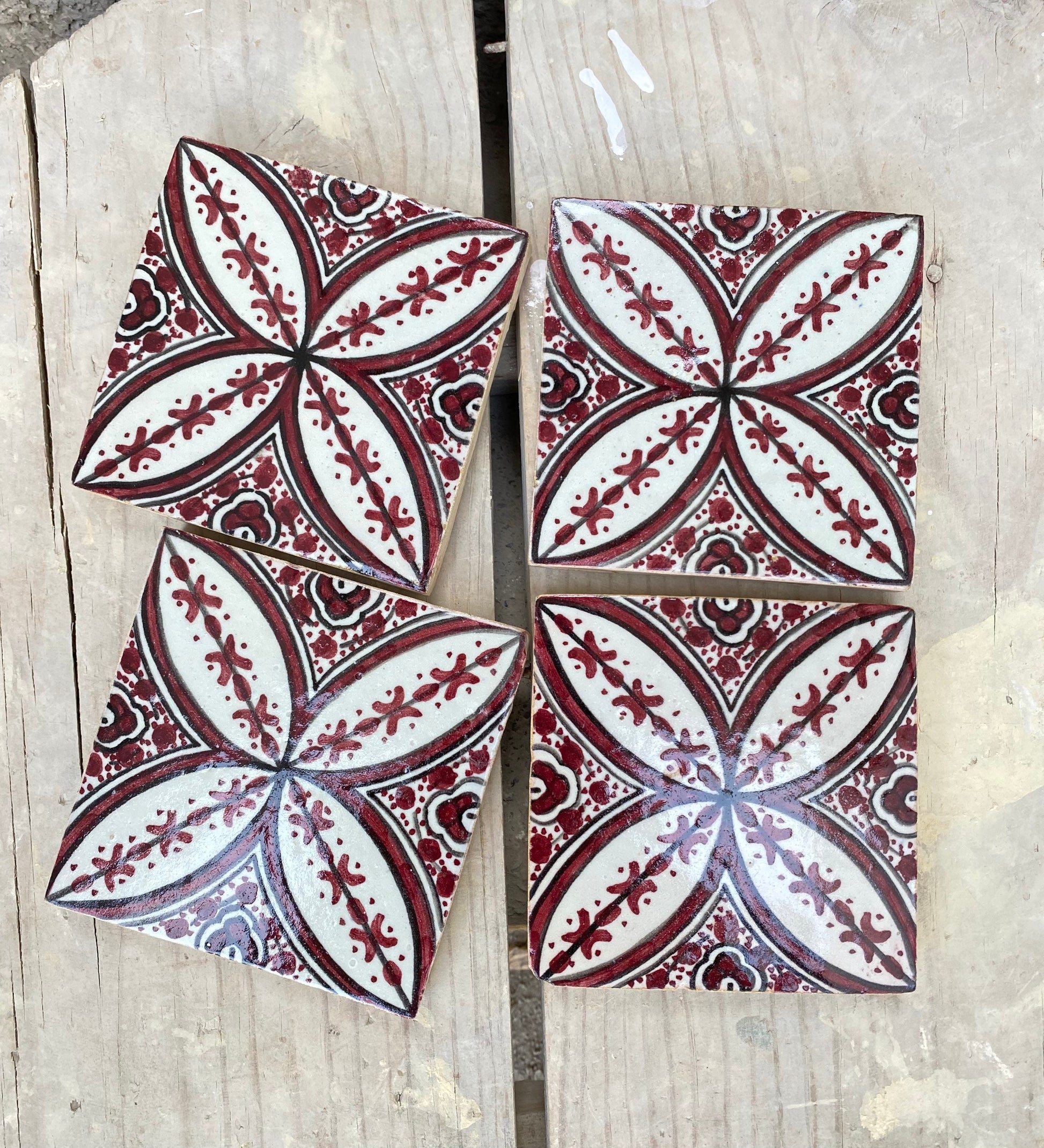 Moroccan Zellige, Handmade and Hand-Painted Moroccan Tiles, 10/10 Cm Decorative Tiles, Moroccan Tiles.