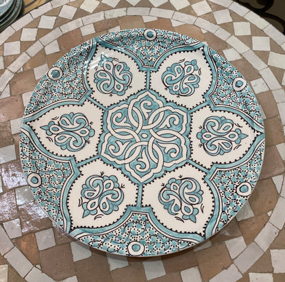 Turquoise Plat, Handmade and Hand Painted from Fez, Dinner Plates and Dessert Plates.