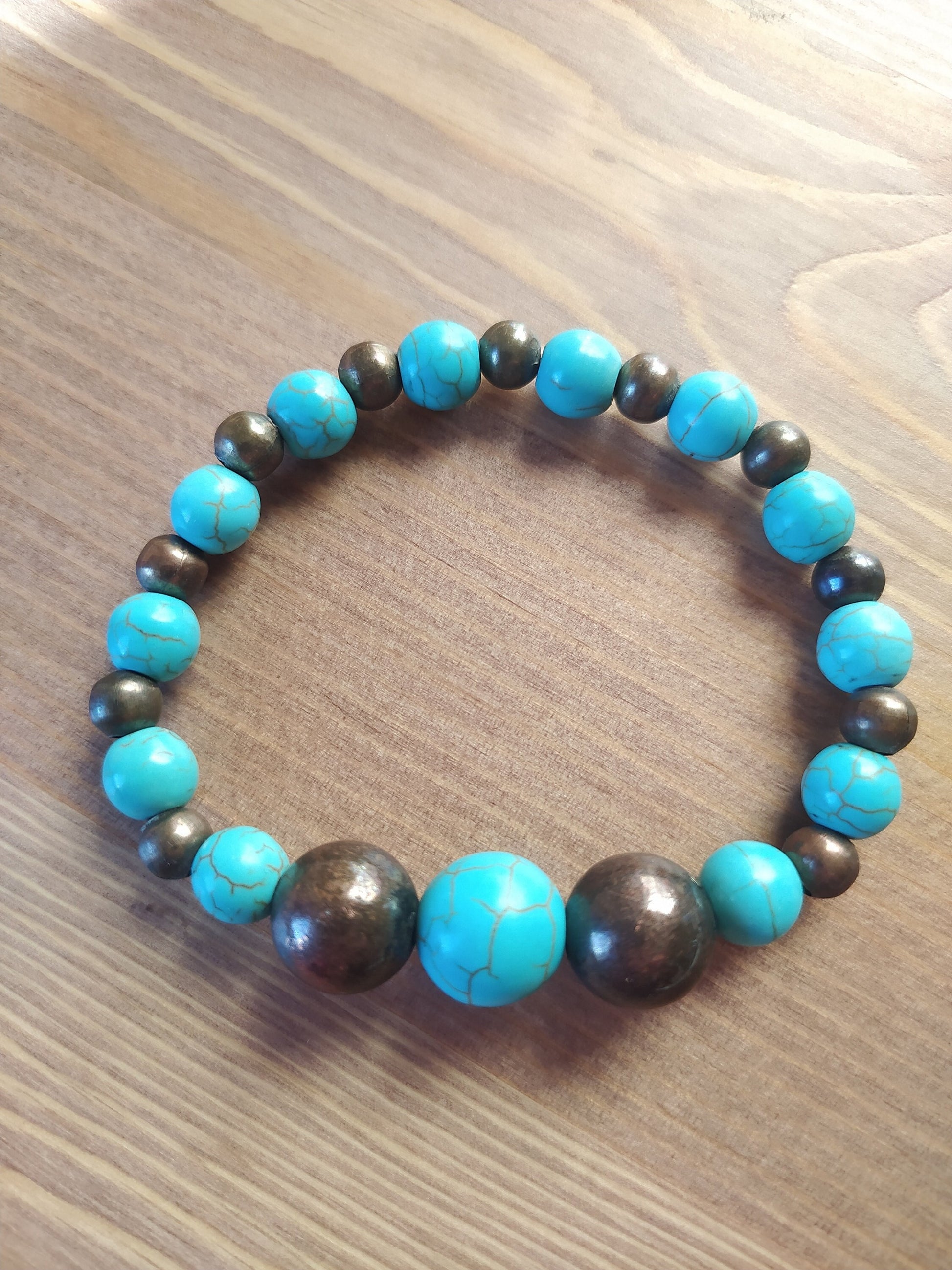 Turquoise Beads and Cooper against Rheumatism, Lovely Bracelet Handmade, Gift Idea, Valentine'S Day for Her.