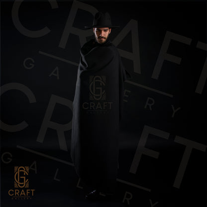 Moroccan Handmade Cape _ Luxury Warm Winter Cape _ Hooded Long Overcoat_ Poncho Coat (Silham) Burnous_Warm Black Cape