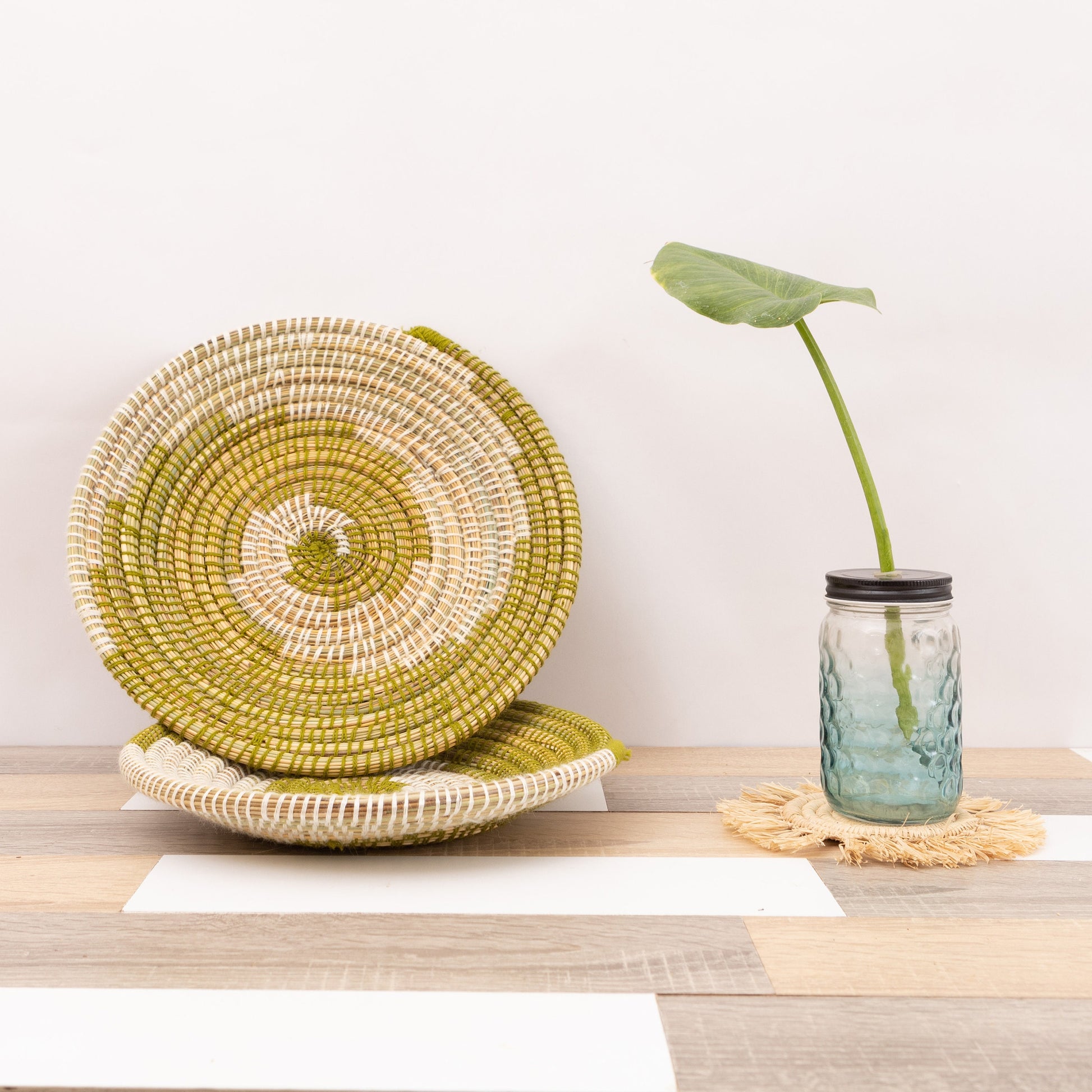 Decorative TRAY , Moroccan Snack Bowl, Storage Organizer , Bread Bowl ,Wall Decor, Wicker Storage