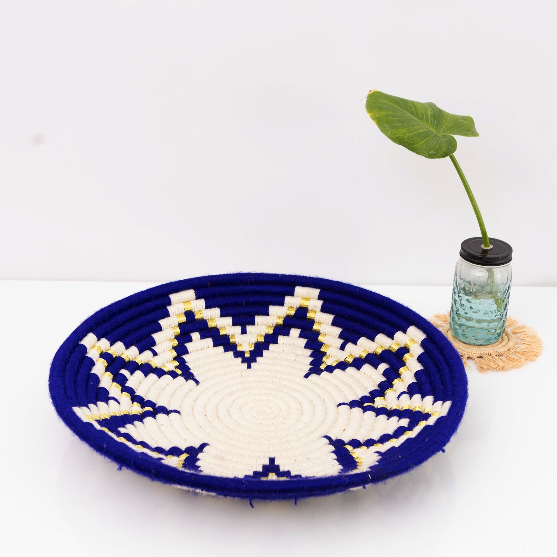 Decorative TRAY , Moroccan Snack Bowl, Storage Organizer , Bread Bowl ,Wall Decor, Wicker Storage