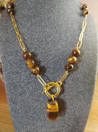 Tiger'S Eye in Beautiful Necklace, an Exclusive Product Handmade and Natural Stones to Embellish Your Neck.