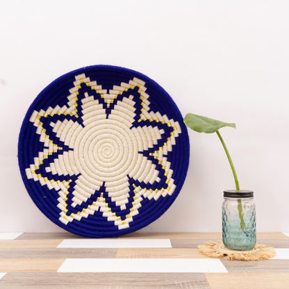 Decorative TRAY , Moroccan Snack Bowl, Storage Organizer , Bread Bowl ,Wall Decor, Wicker Storage