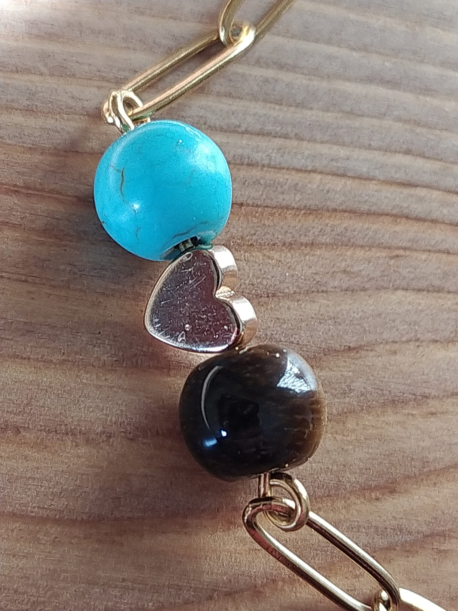 Turquoise, Black Agate and Tiger'S Eye Pearls, an Exclusive Product Handmade and Natural Stones to Embellish Your Neck.