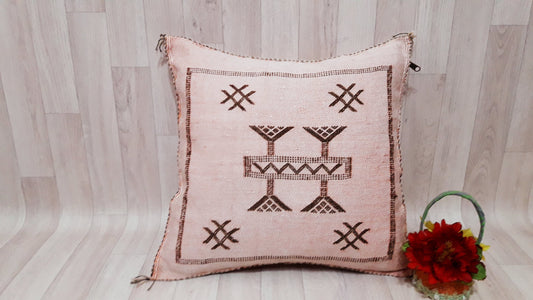 Light Orange Cactus Silk Pillow Cover,Moroccan Boho Throw Pillow,Morocco Handmade Pillow,Sabra Cactus Silk Cushion,Home Decor.Lumbar Pillow