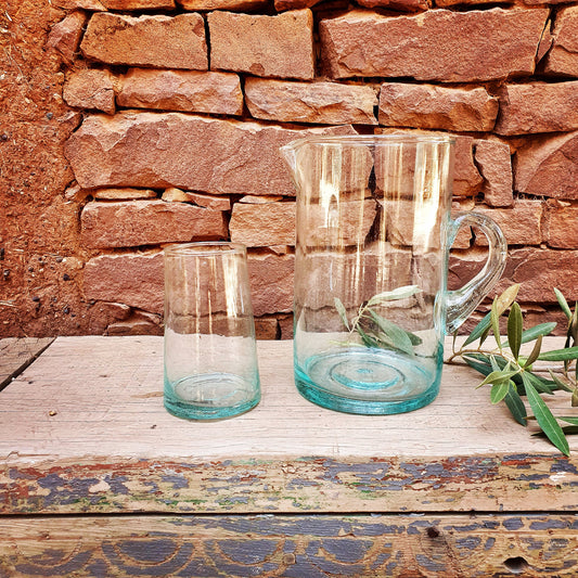 Carafe En Verre Beldi Du Maroc, Faite Main Et Soufflée À La Bouche, Modèle Revisité