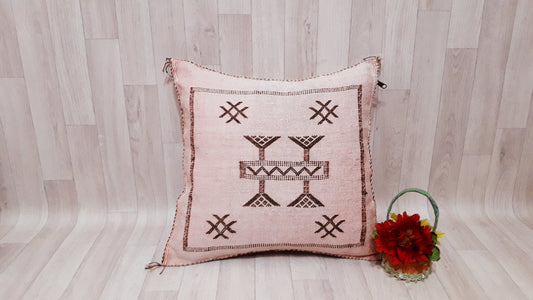 Light Orange Cactus Silk Pillow Cover,Moroccan Boho Throw Pillow,Morocco Handmade Pillow,Sabra Cactus Silk Cushion,Home Decor.Lumbar Pillow