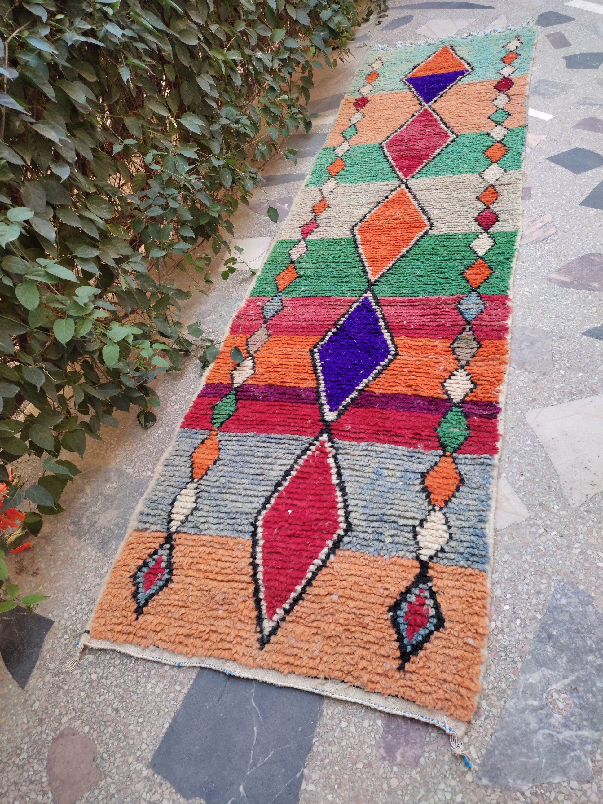 Moroccan Hallway Rug, Geometric Runner Rug Colorful Wool Runner, Handmade Rugs Runner, Vintage Moroccan Runner, Rugs and Carpet, Teppich