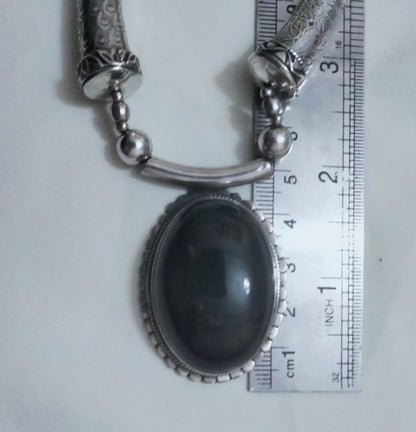 Sterling Silver Necklace with a Pretty Amethyst Stone, Berber Necklace, Sterling Silver Choker Necklace, Berber Jewelry, Boho.