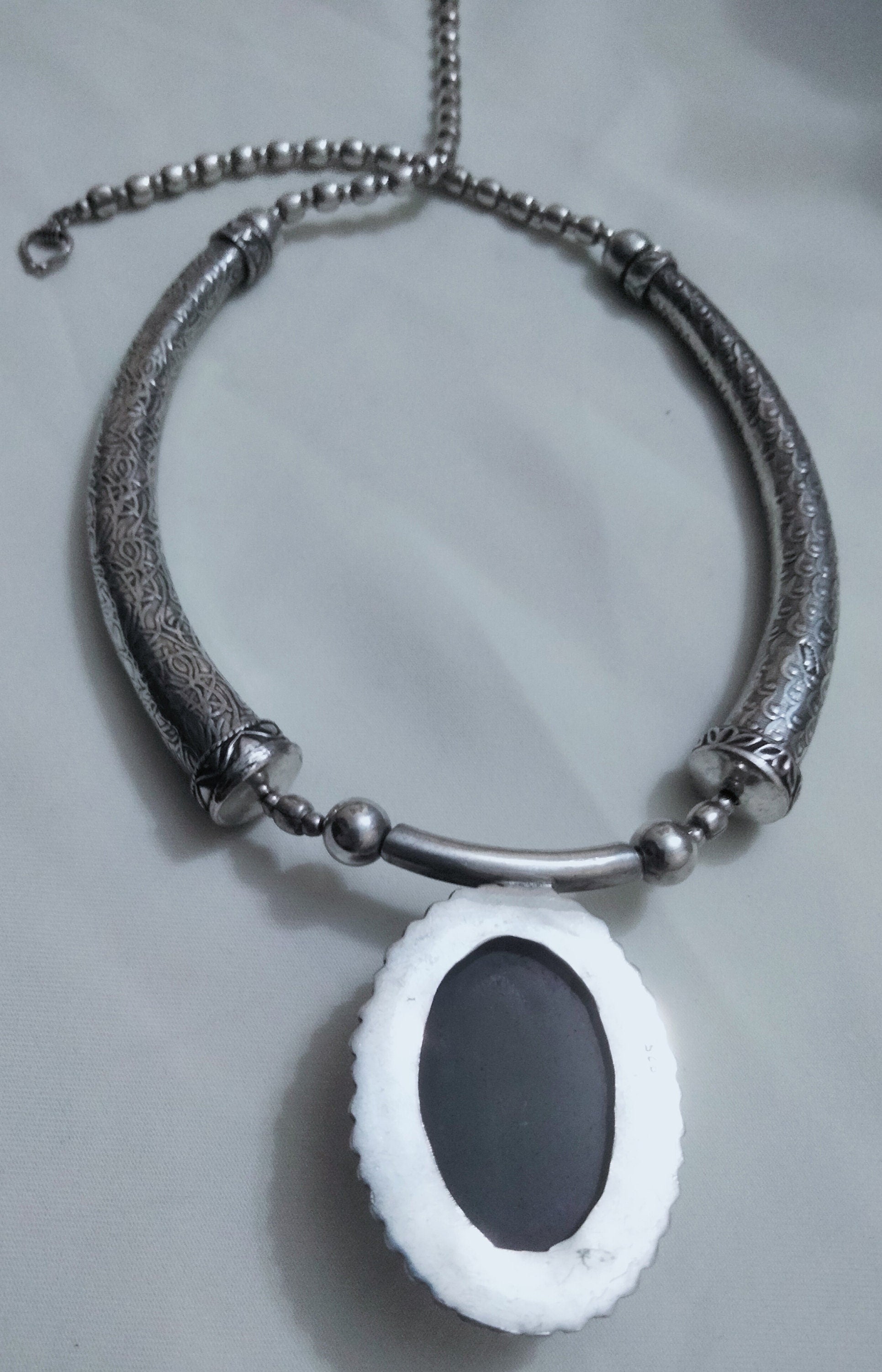 Sterling Silver Necklace with a Pretty Amethyst Stone, Berber Necklace, Sterling Silver Choker Necklace, Berber Jewelry, Boho.