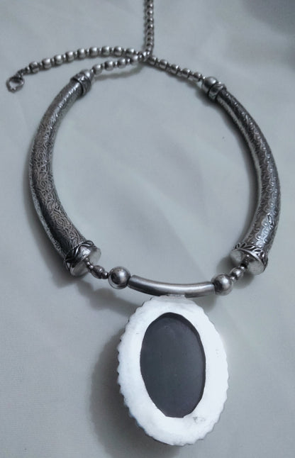Sterling Silver Necklace with a Pretty Amethyst Stone, Berber Necklace, Sterling Silver Choker Necklace, Berber Jewelry, Boho.