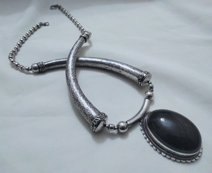 Sterling Silver Necklace with a Pretty Amethyst Stone, Berber Necklace, Sterling Silver Choker Necklace, Berber Jewelry, Boho.