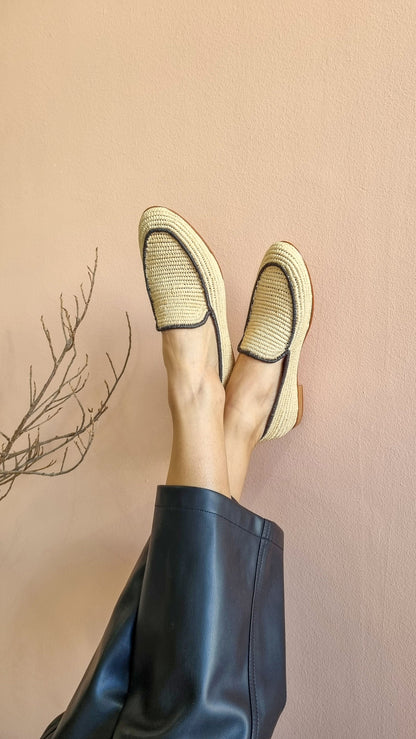Raffia Shoes, High Quality Raffia Shoes, Handmade Loafer, Summer Shoes, Moroccan Shoes, High End Raphia Flats