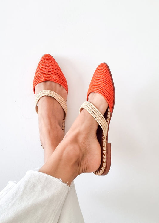 Raffia Mules Moroccan Handmade Shoes Raffia Slippers Organic Raphia Shoes Summer Slides Gift for Her Moroccan Babouch