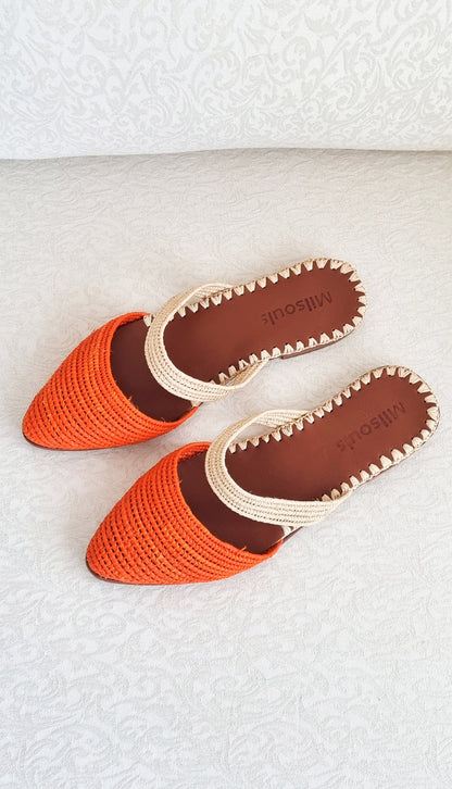 Raffia Mules Moroccan Handmade Shoes Raffia Slippers Organic Raphia Shoes Summer Slides Gift for Her Moroccan Babouch