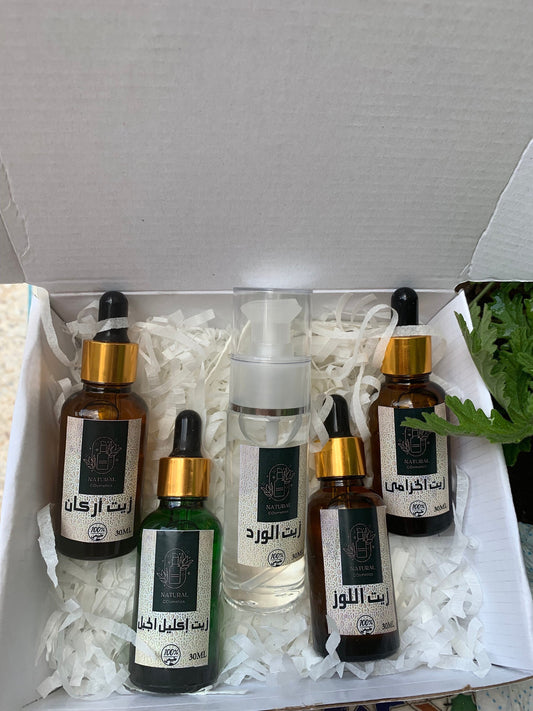 Pack of 5 Oils\For Body and Hair\Argan Oil,Rosemary Oil,Rose Oil, Almond Sweet Oil,Lavender Oil\Natural Oils from Morocco.