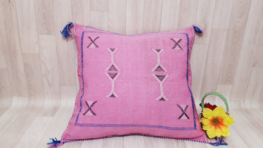 Cactus Silk Pillow Cover, Moroccan Boho Throw Pillow ,Hand Woven Berber Pillow, Sabra Cactus Silk Cushion Cover,Pillow,Cushion.Home Decor