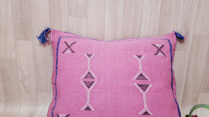 Cactus Silk Pillow Cover, Moroccan Boho Throw Pillow ,Hand Woven Berber Pillow, Sabra Cactus Silk Cushion Cover,Pillow,Cushion.Home Decor