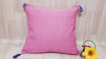 Cactus Silk Pillow Cover, Moroccan Boho Throw Pillow ,Hand Woven Berber Pillow, Sabra Cactus Silk Cushion Cover,Pillow,Cushion.Home Decor