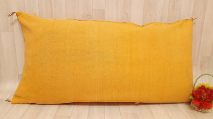 Moroccan Pillow Cover.Vintage Bohemian Pillow Yellow Morocco Sabra Pillow.Handmade Cactus Sabra Pillow.Cactus Silk Lumbar Pillow