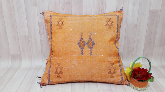 50% off Cactus Silk Pillow Cover, Moroccan Boho Throw Pillow ,Hand Woven Berber Pillow, Sabra Cactus Silk Cushion Cover,Pillow,Cushion