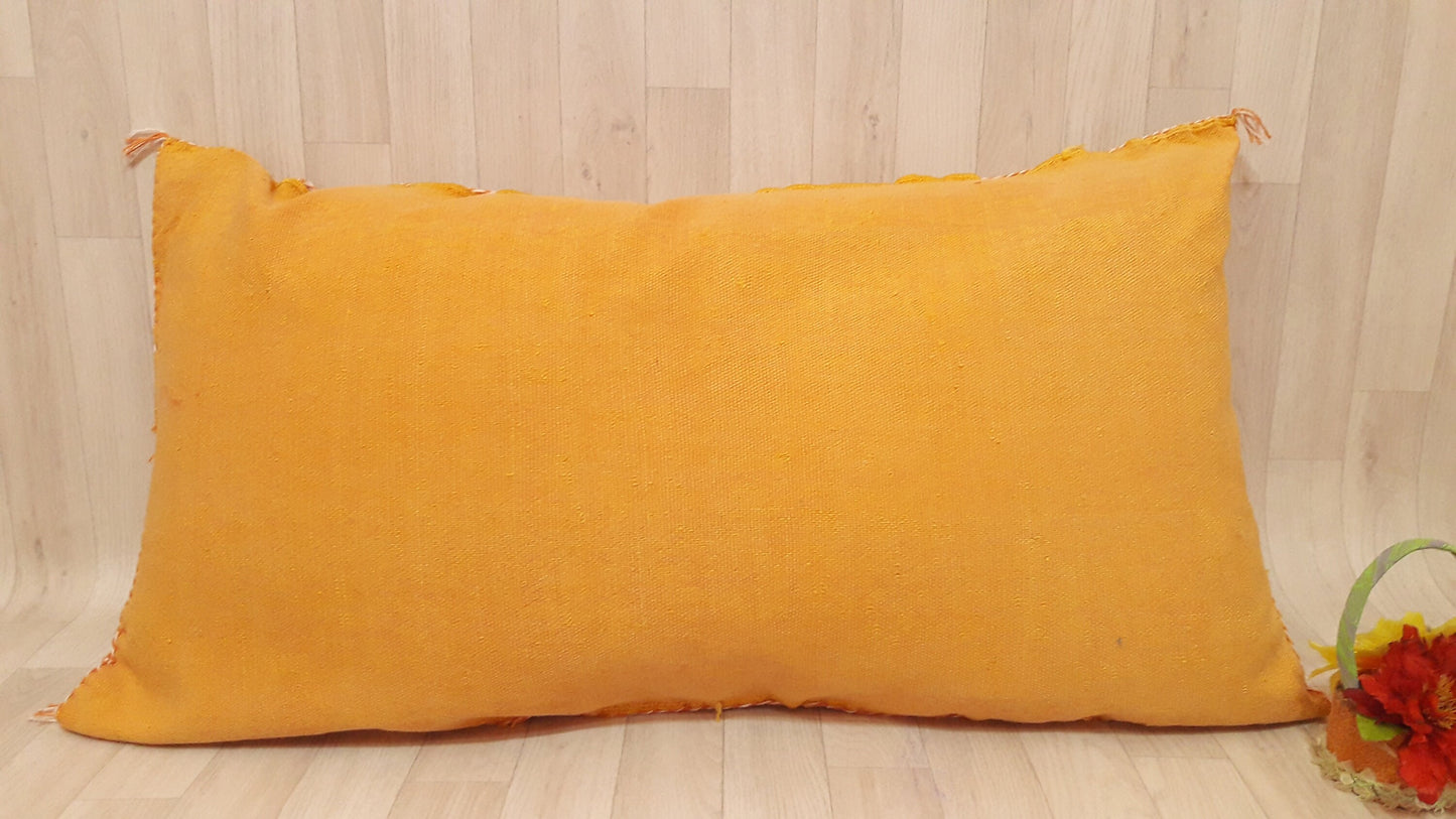 Cactus Silk Cushion Cover - Yellow Sabra Pillow - Handmade Morocco Cushion