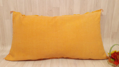 Cactus Silk Cushion Cover - Yellow Sabra Pillow - Handmade Morocco Cushion