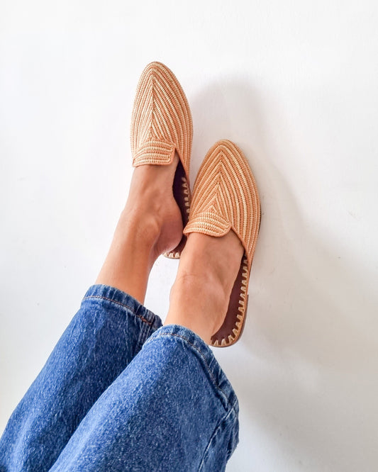 Ready to Ship, Raffia Mules, Moroccan Raffia Babouch, Handmade Boho Shoes